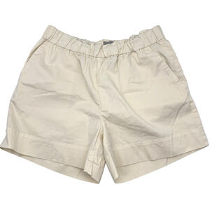 Everlane Cream Organic Cotton Linen Canvas Elastic Waist Chino Shorts 14 29x4.5"